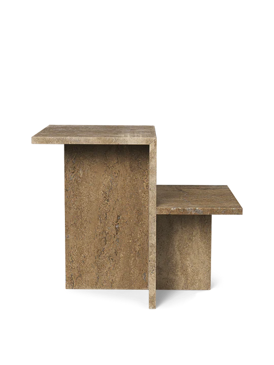 Distinct Side Table - Dark Brown Travertine