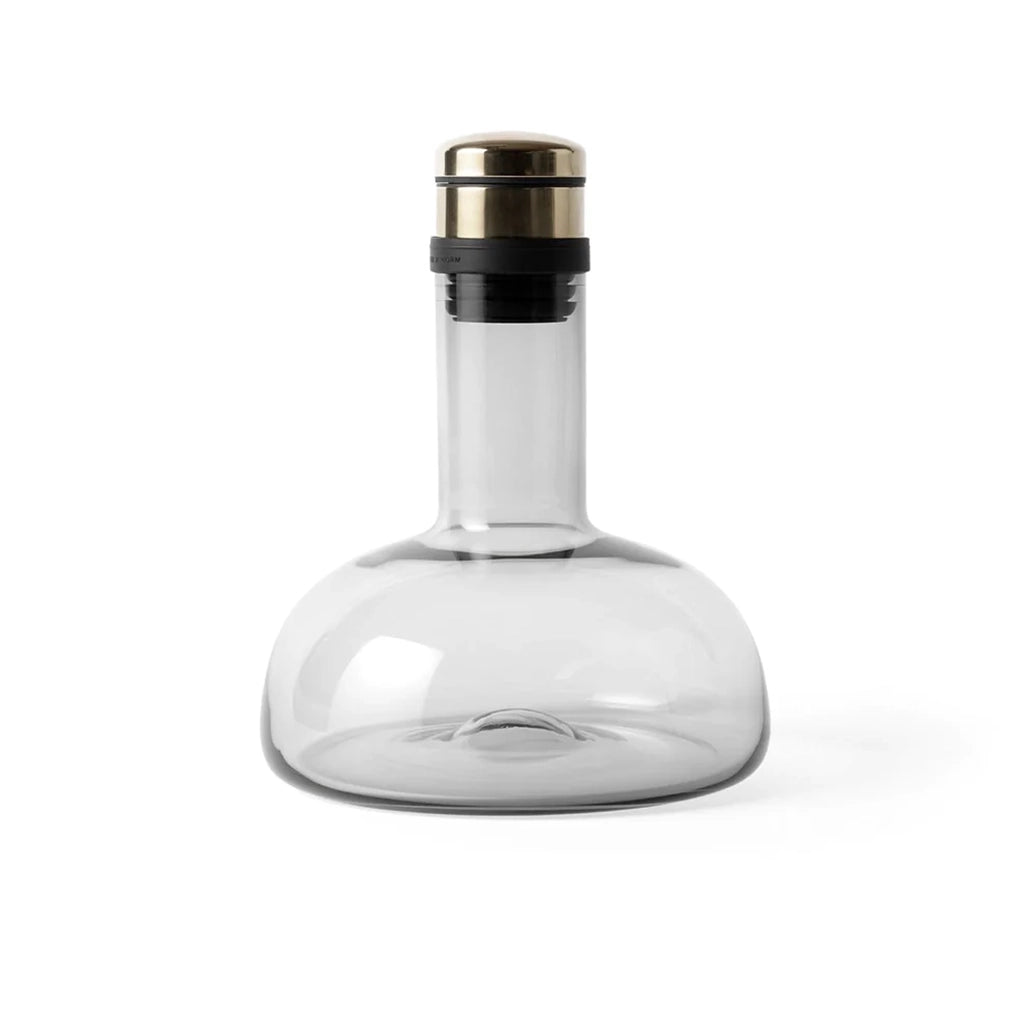 Decantor de vin, Original - Sticla fumurie, Dop Alamă