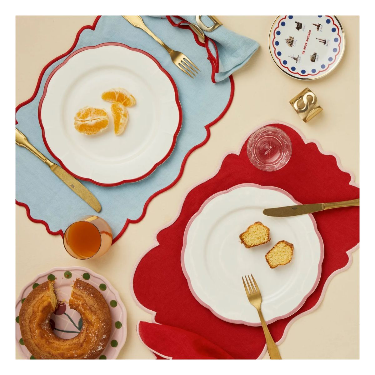 Set de 2 suporturi pentru farfurii – Albastru