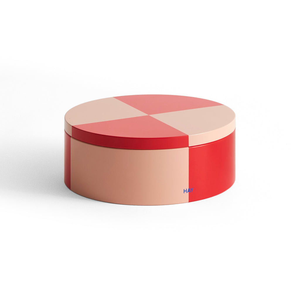 Recipient Tin Rotund - Red and soft pink