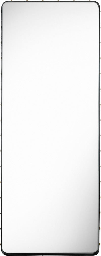 Adnet Wall Mirror Rectangular - Black Leather