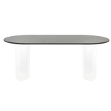 Masă de dining Plateau ovală - Blat Negru, PIcioare Transparente