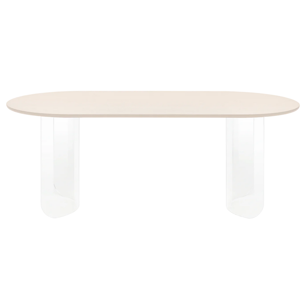 Masă de dining Plateau ovală - Blat Sand, Picioare Transparente