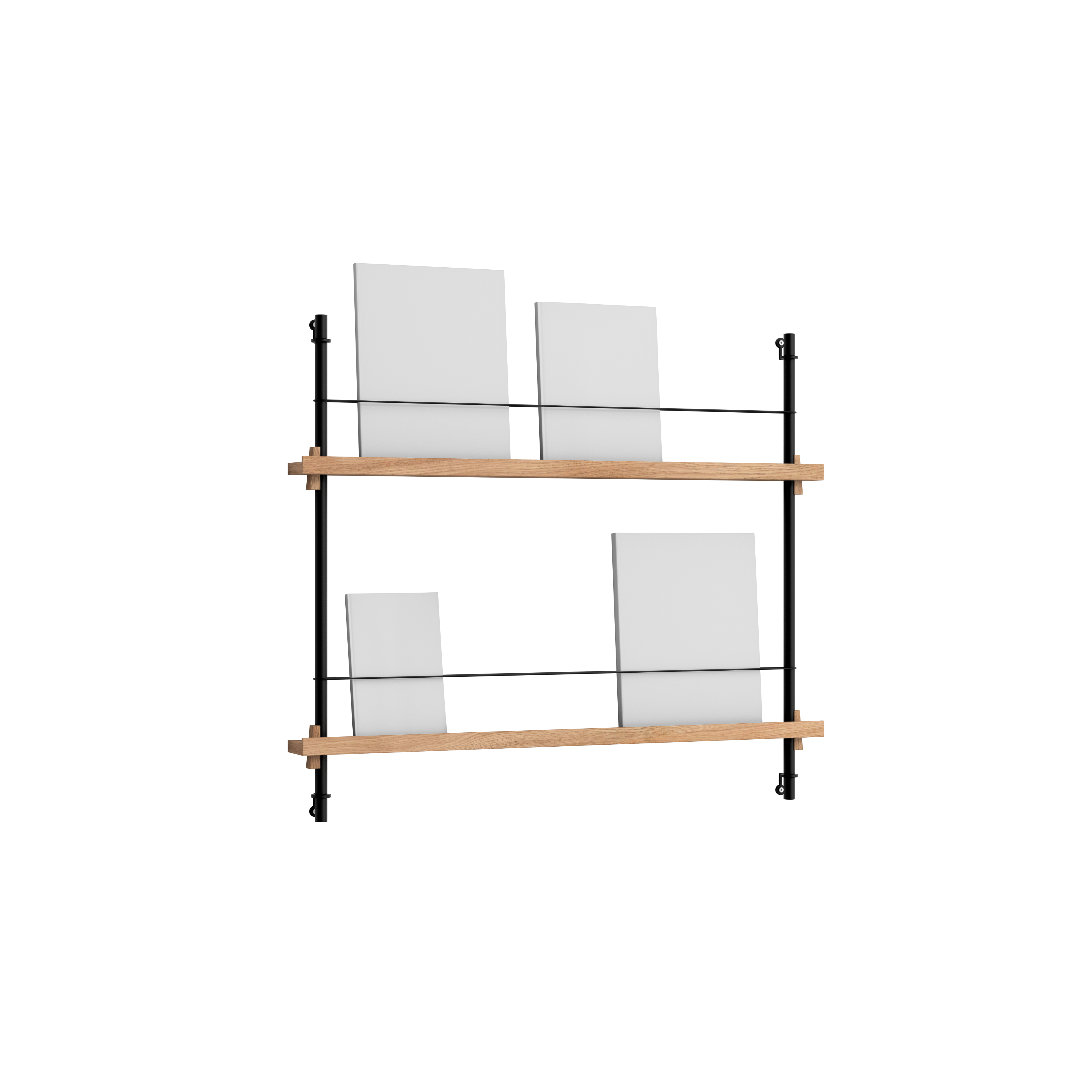 Magazine Shelving – Oak/Black - MS.65.1