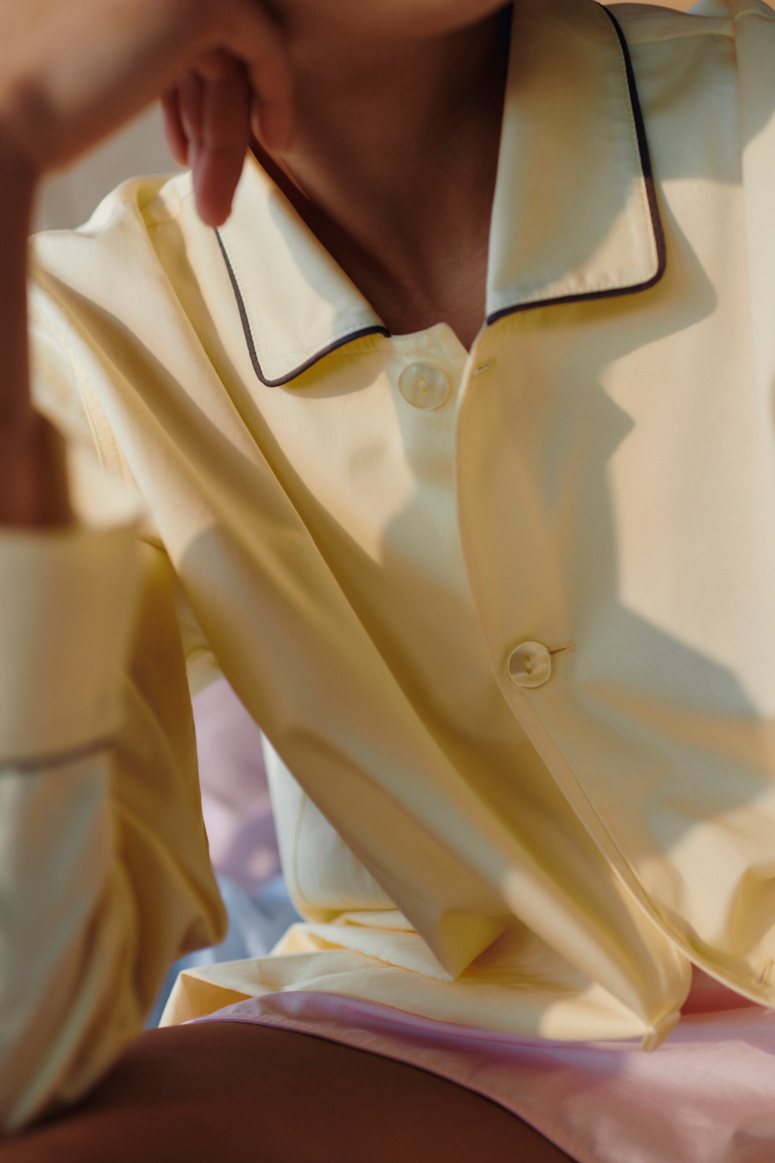 Outline Pyjama Shirt Long Sleeve - Soft Yellow