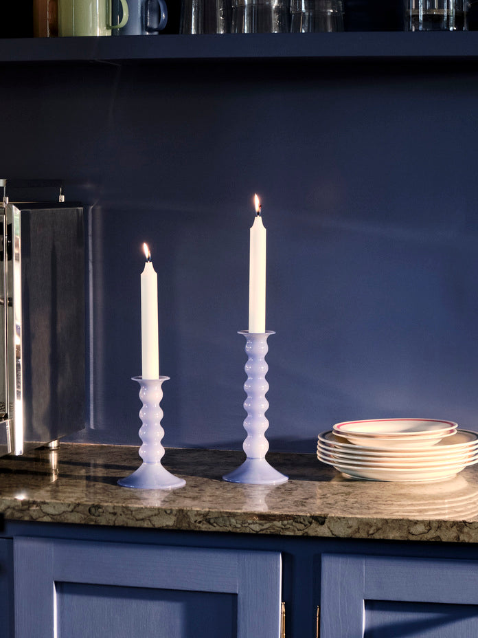 Wavy Candleholder Medium - Jade, light blue
