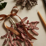 Mistletoe Pearl Ornament Pumpkin Orange, Glass pearls