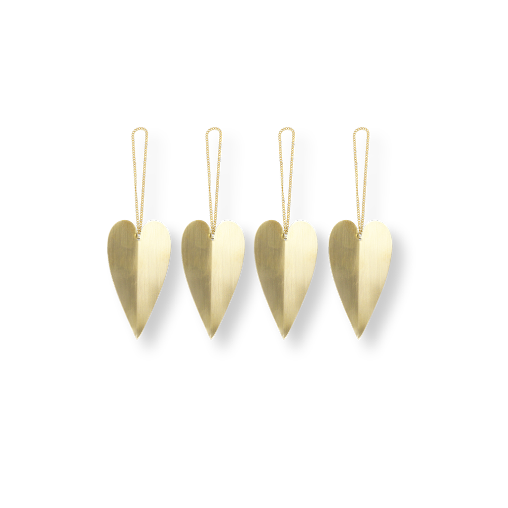 Heart Brass ornament - Set of 4