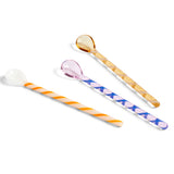 Set de 3 lingurițe Glass - Ambră, roz, alb