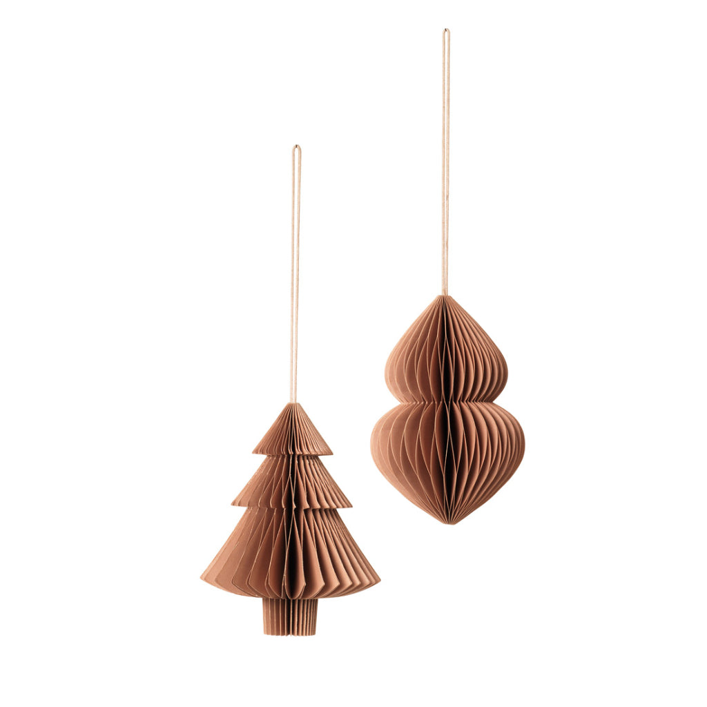 Set de 2 Ornamente Christmas Mix Paper - Indian Tan