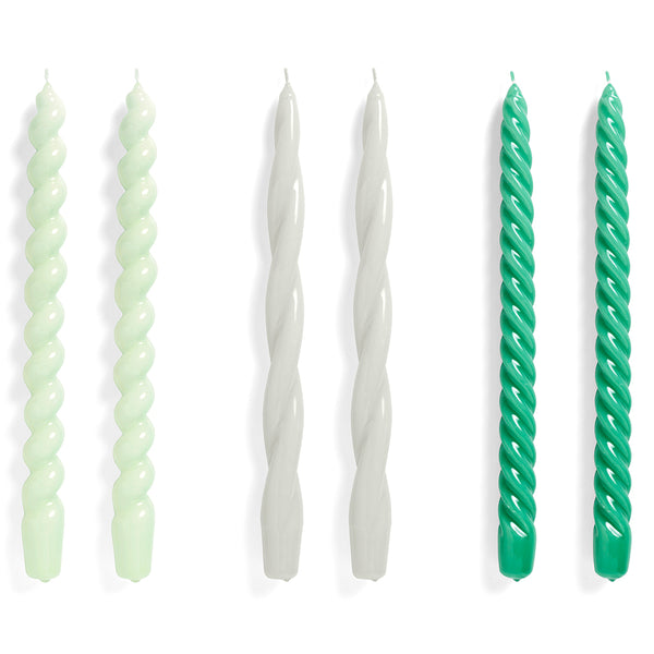 Candle Long Mix Set of 6 Mint Light grey Green