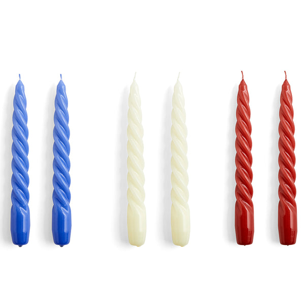 Set de 6 lumânări Twist - Purple Blue, Off-White, Burgundy