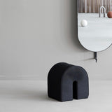 Pouf Curved | Piele neagră