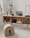 Pouf Curved | Piele maro deschis
