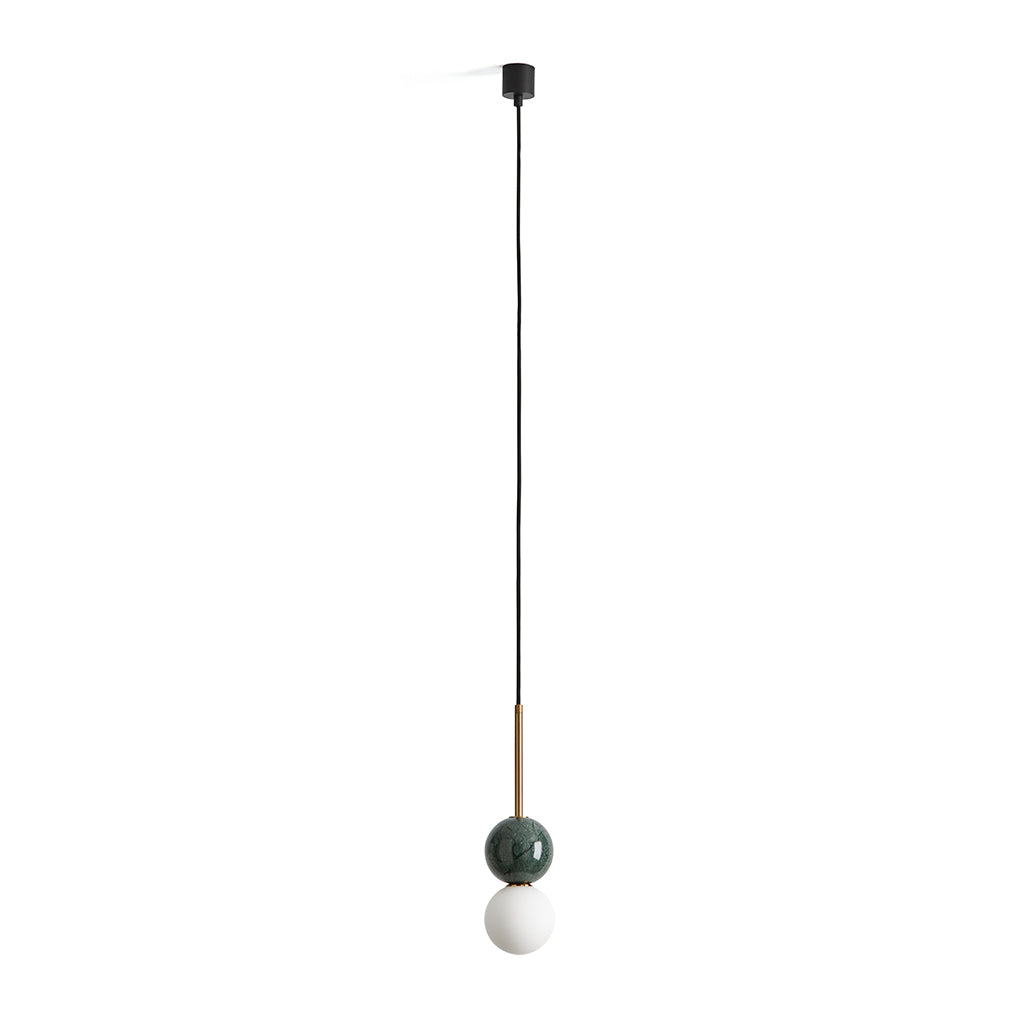 Dalt Pendant - Aged Gold, Green Marble