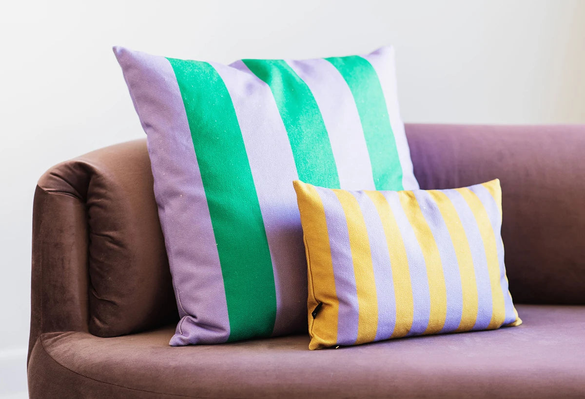 Stripes cushion L green/purple