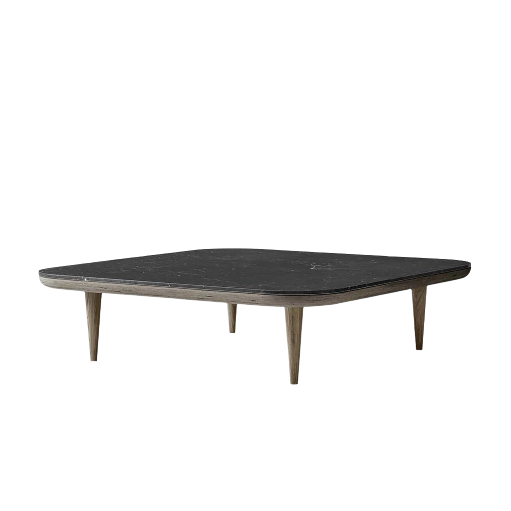 Masă Fly SC11, mare - Stejar închis, marmură Nero Marquina