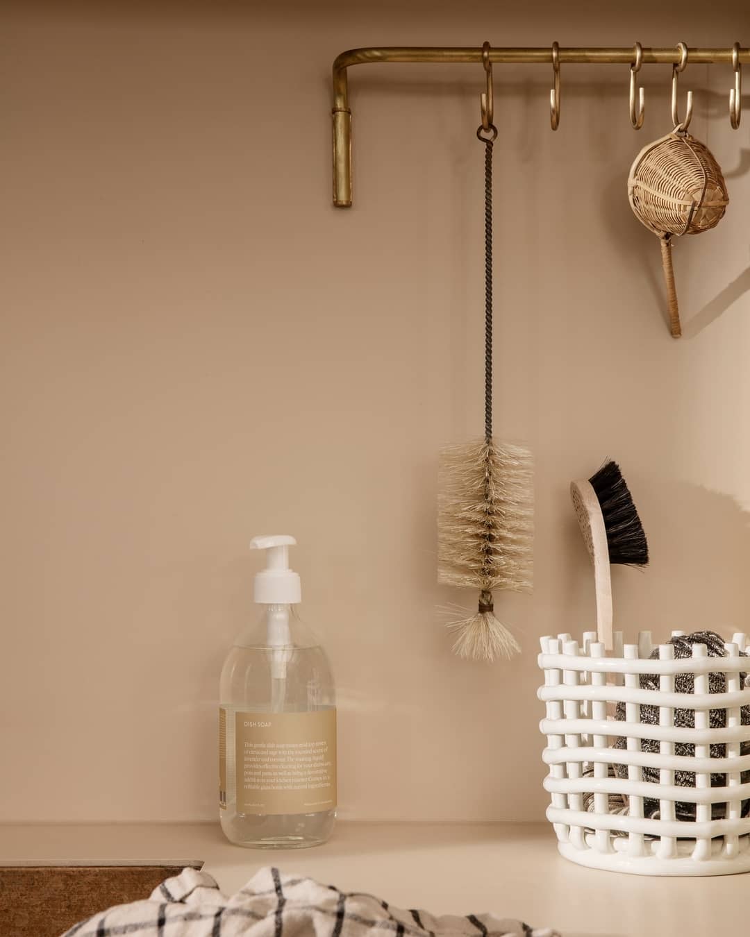 Kitchen Rod incl. 6 hooks - Brass