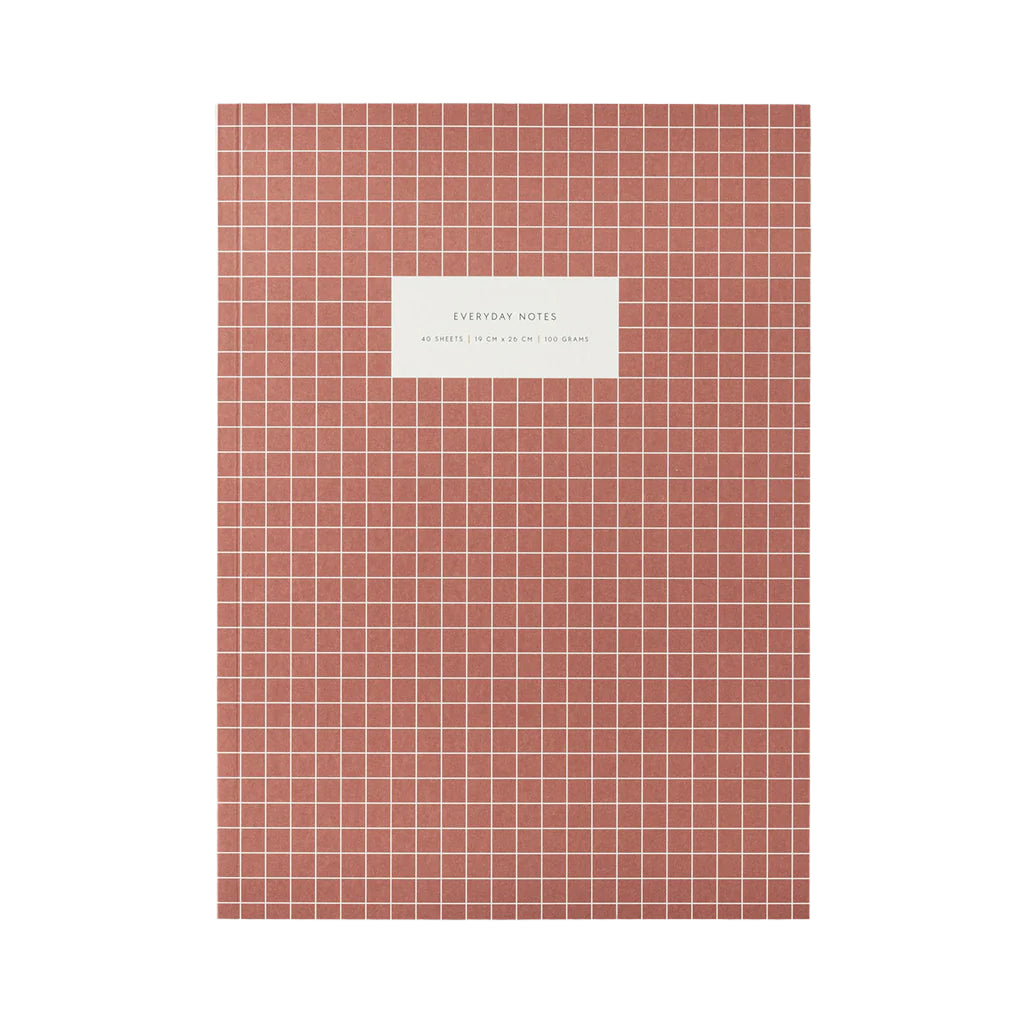Large Notebook - Check Brick Red
