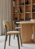 Scaun de dining Afteroom Plywood cu șezut și spătar tapițat - Stejar închis / Moss 022