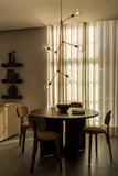 Scaun de dining Afteroom Plywood cu șezut și spătar tapițat - Stejar închis / Moss 022