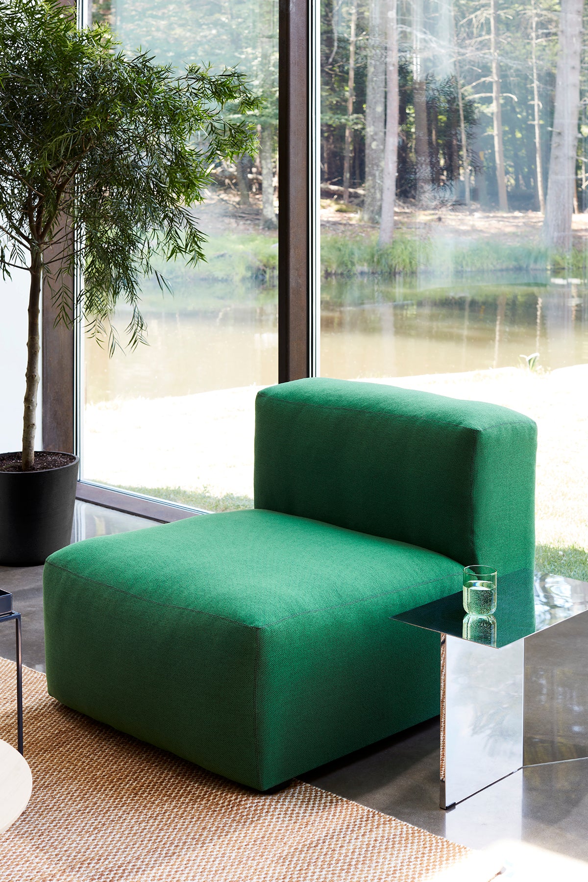 Oblong Slit Side Table - Mirror
