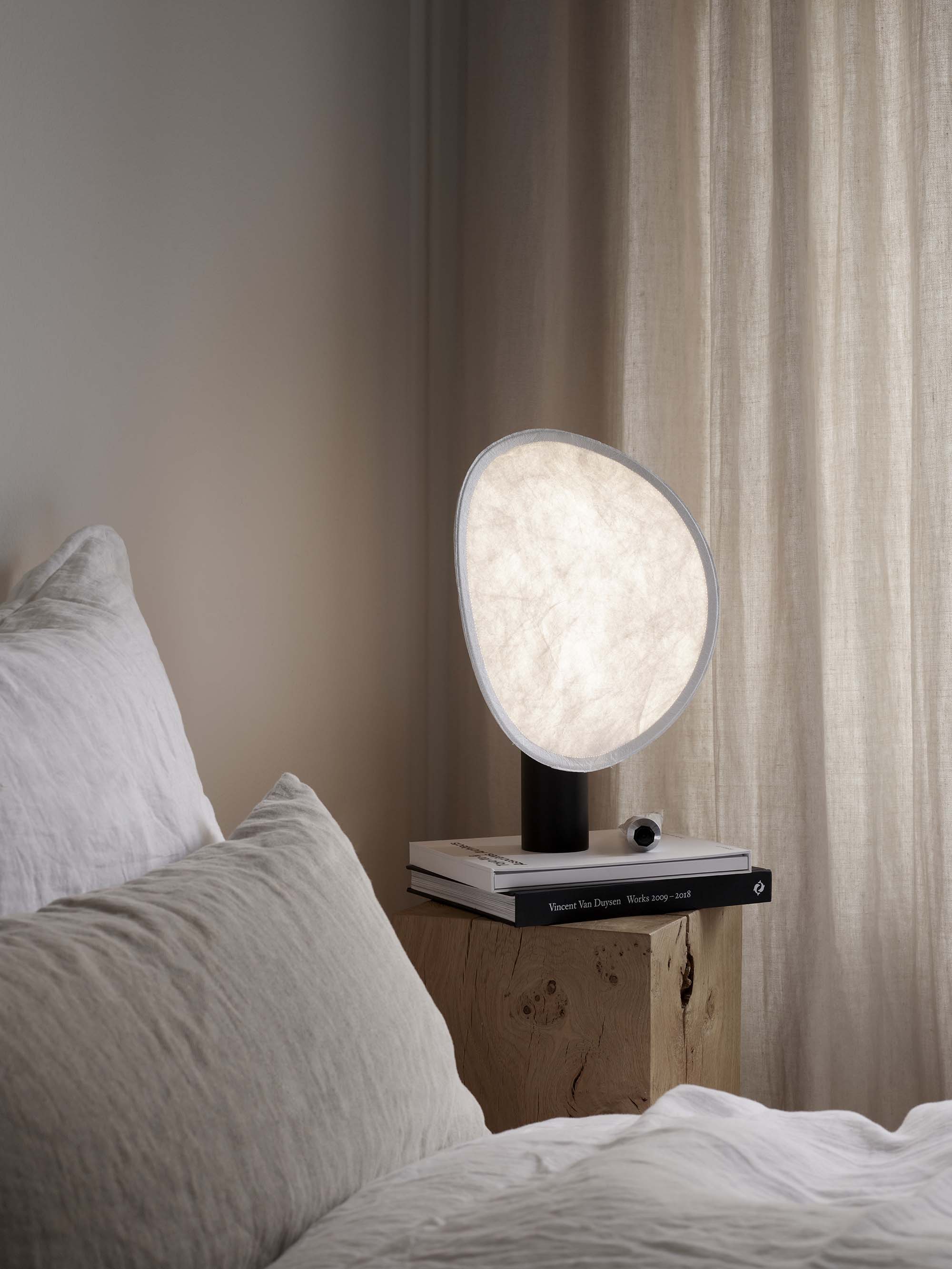 Tense Portable Table Lamp - Black Base w. White Tyvek