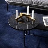 Masă de cafea Palette JH7 - Alamă, Marmură Nero Marquina, Frasin negru