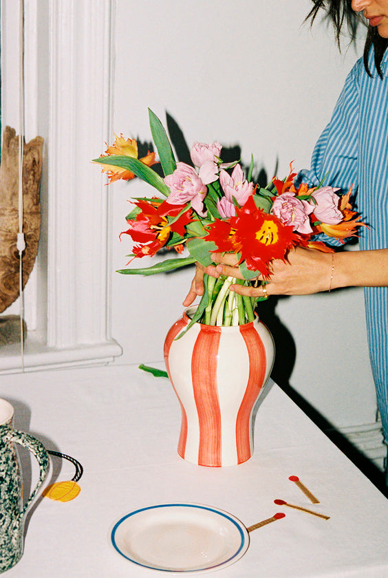 Sobremesa Stripe Vase - Red