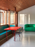 Two-Colour Rectangular Dining Table - Maroon red, Red