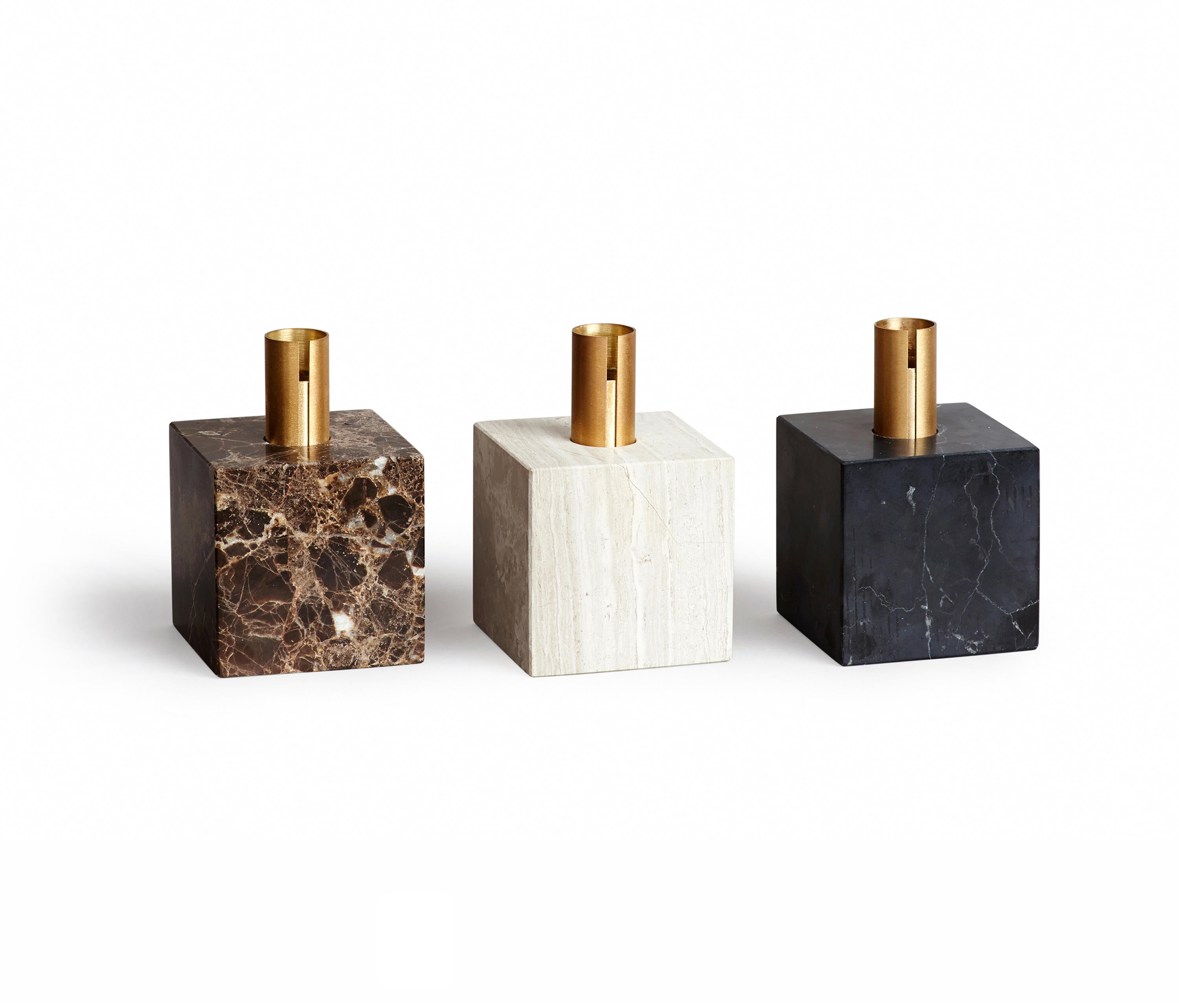 Suport pentru lumânare Block - Marmură maro