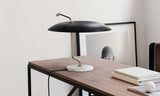 Lampă Model 537 - Structură alamă, reflector negru, bază marmură albă