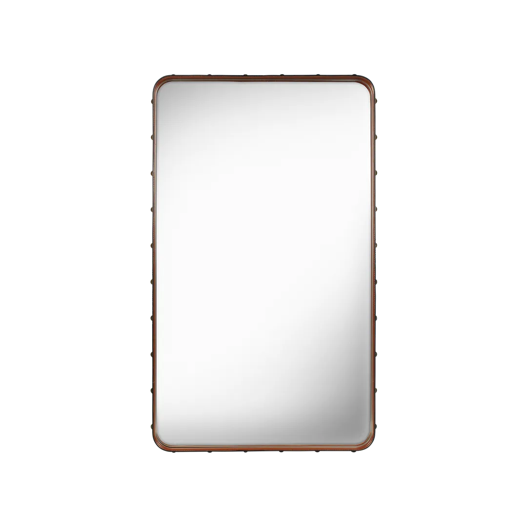 Adnet Wall Mirror Rectangular - Tan Leather