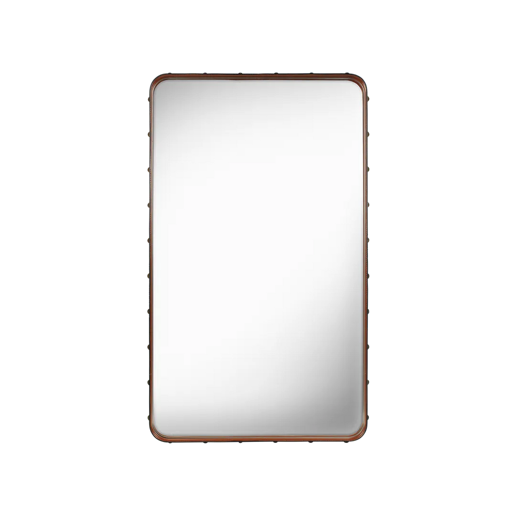 Adnet Wall Mirror Rectangular - Tan Leather