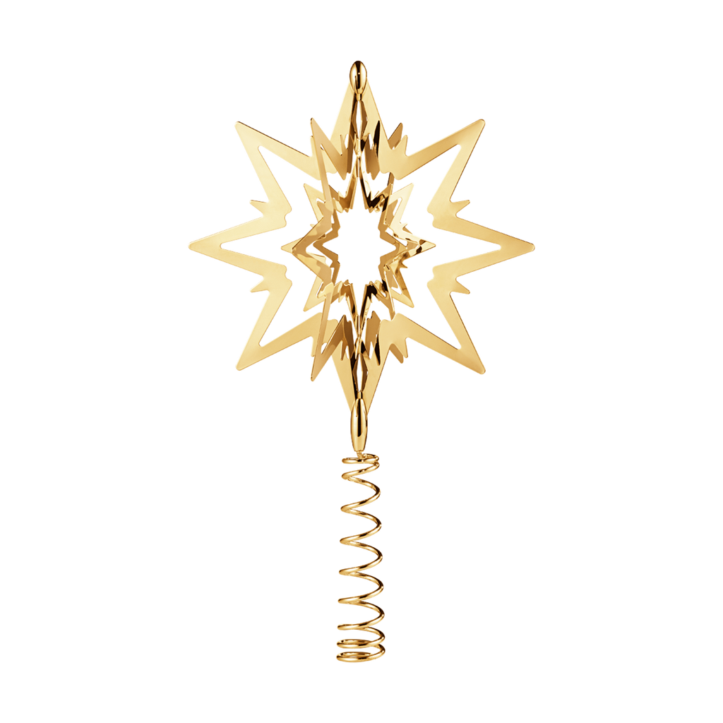 Ornament Top Star din Alama Placata cu Aur, S