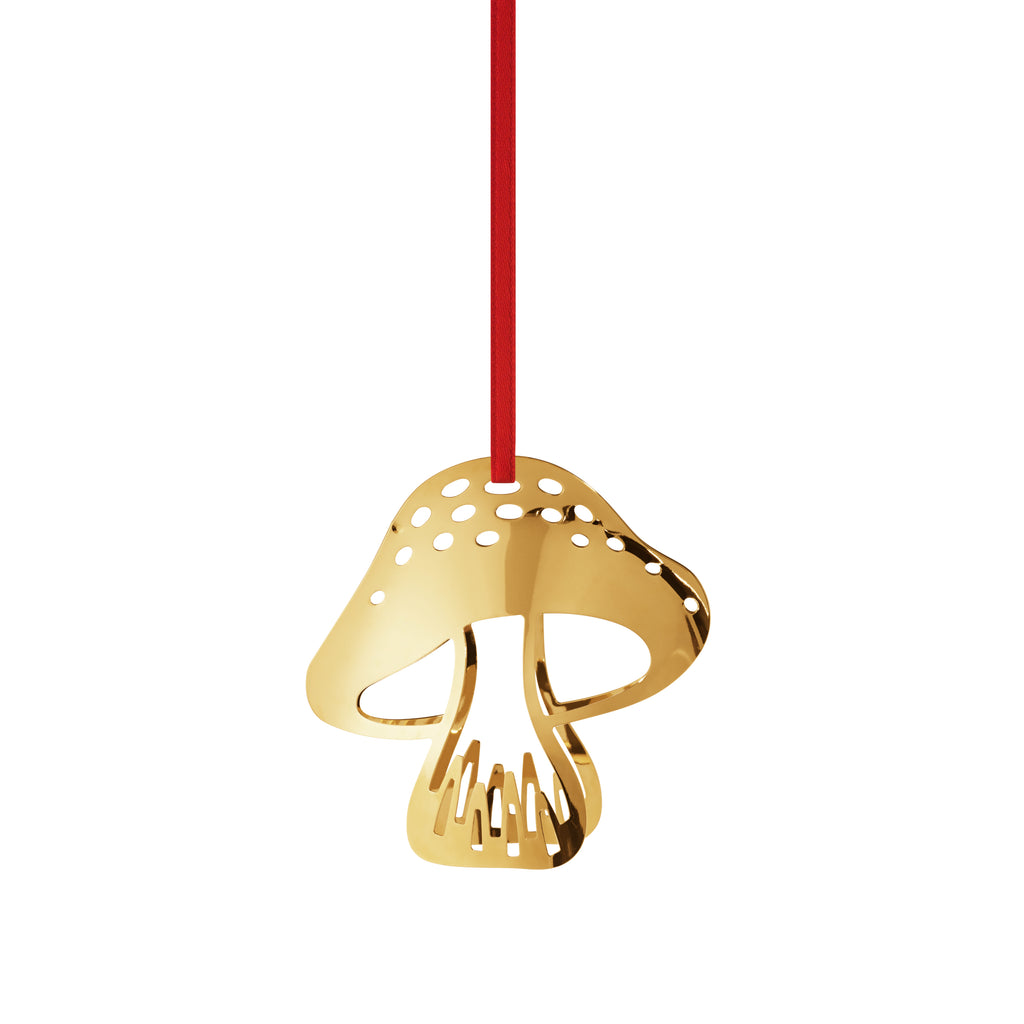 Ornament Mushroom Din Alama Placata Cu Aur