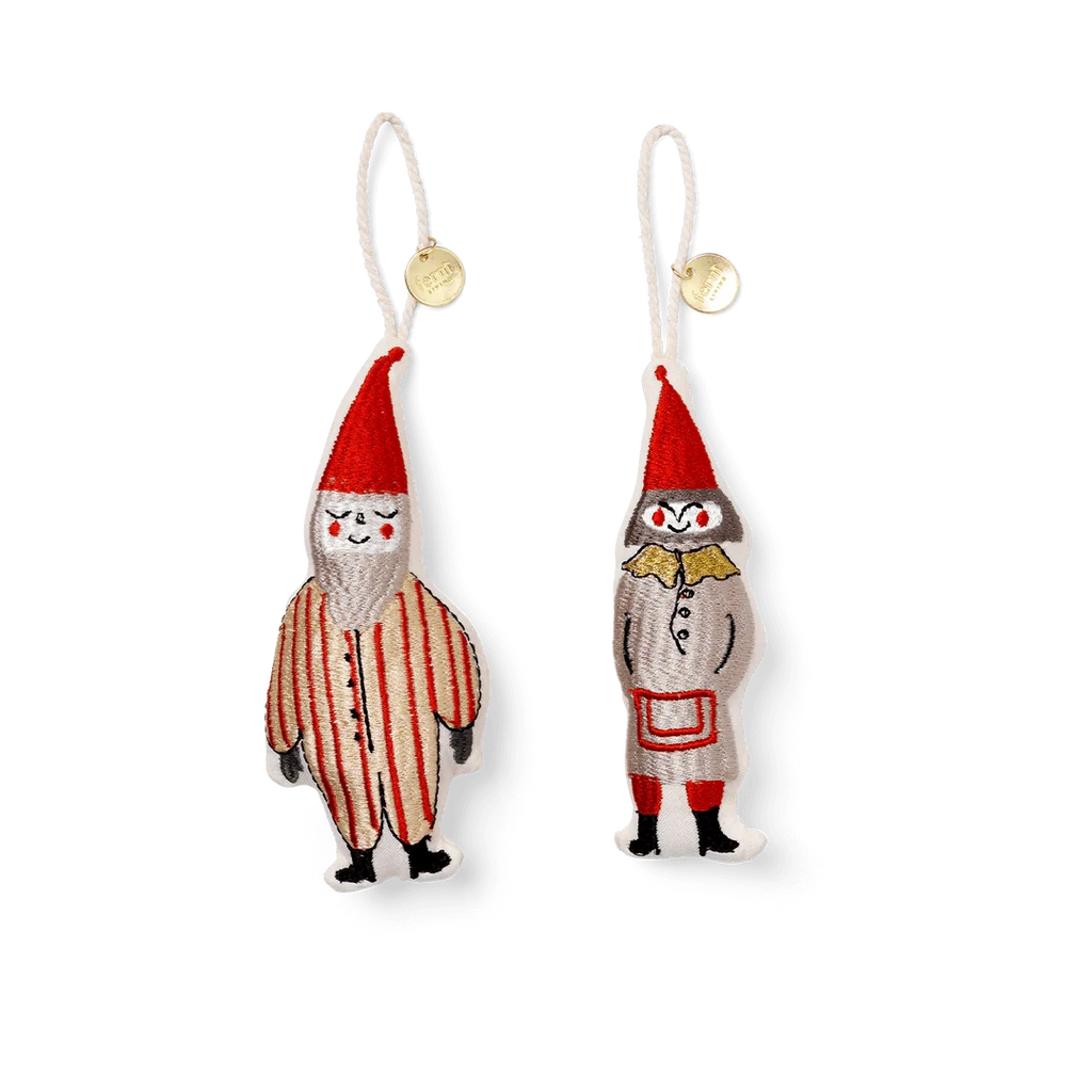 Ornament brodat Elf Pair - Set de 2 - Striped