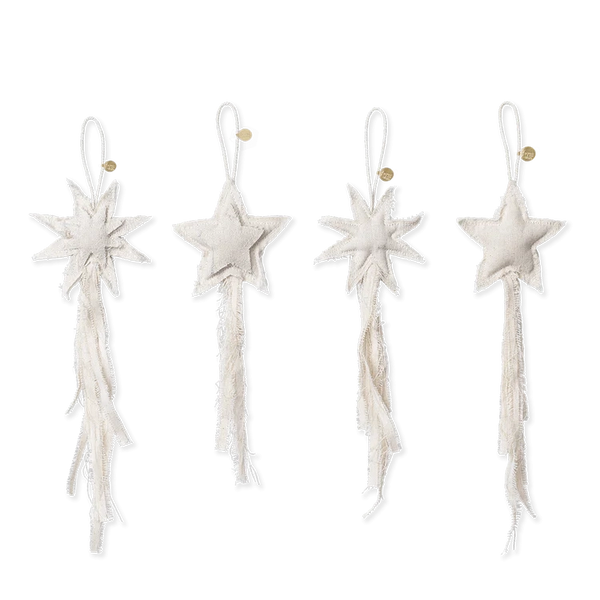 Vela Star Ornaments - Set of 4 Natural
