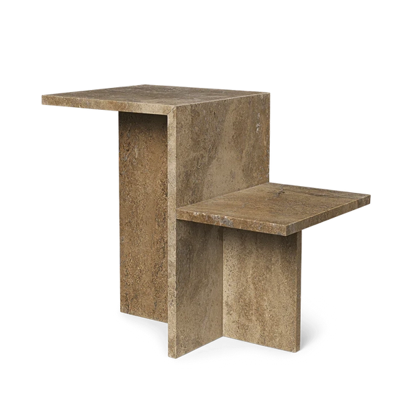 Distinct Side Table - Dark Brown Travertine