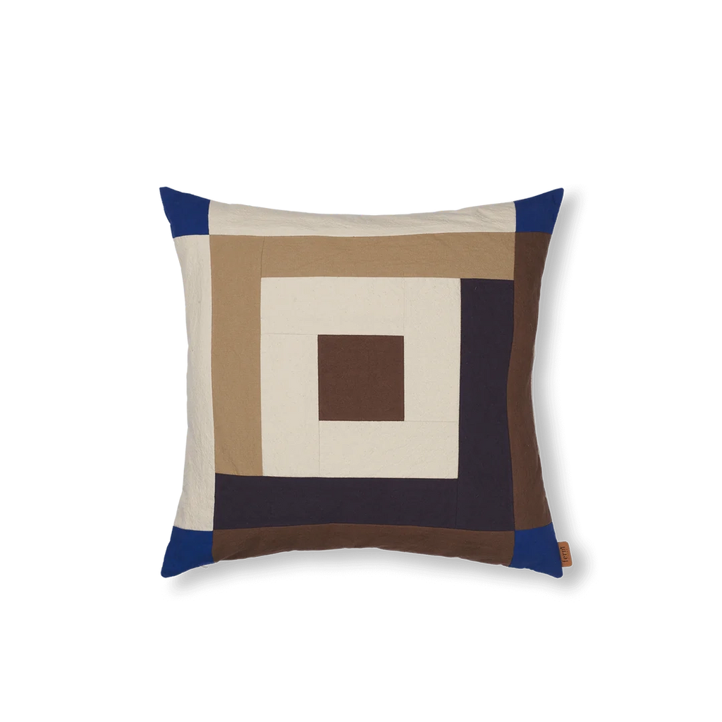 Perna Border Patchwork - Carob Brown/Bright Blue