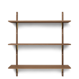 Etajeră Sector - Triple - Wide - Smoked Oak / Brass