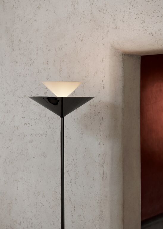 Gio LN28 Floor Lamp - Emperador Marble and Dark Chrome