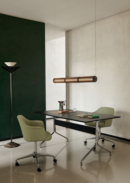 Gio LN28 Floor Lamp - Emperador Marble and Dark Chrome