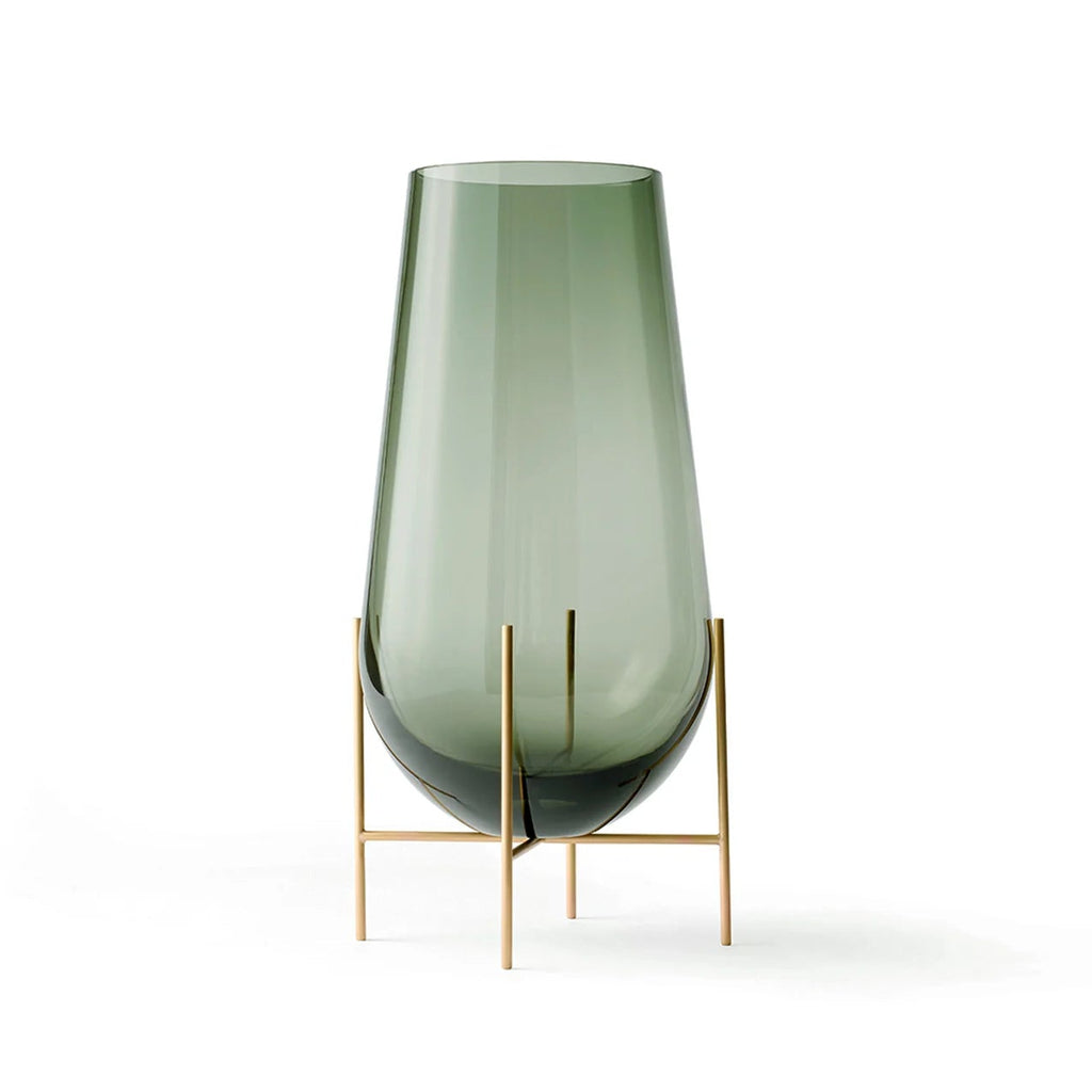 Vază Échasse S - Alamă, Sticlă smoked