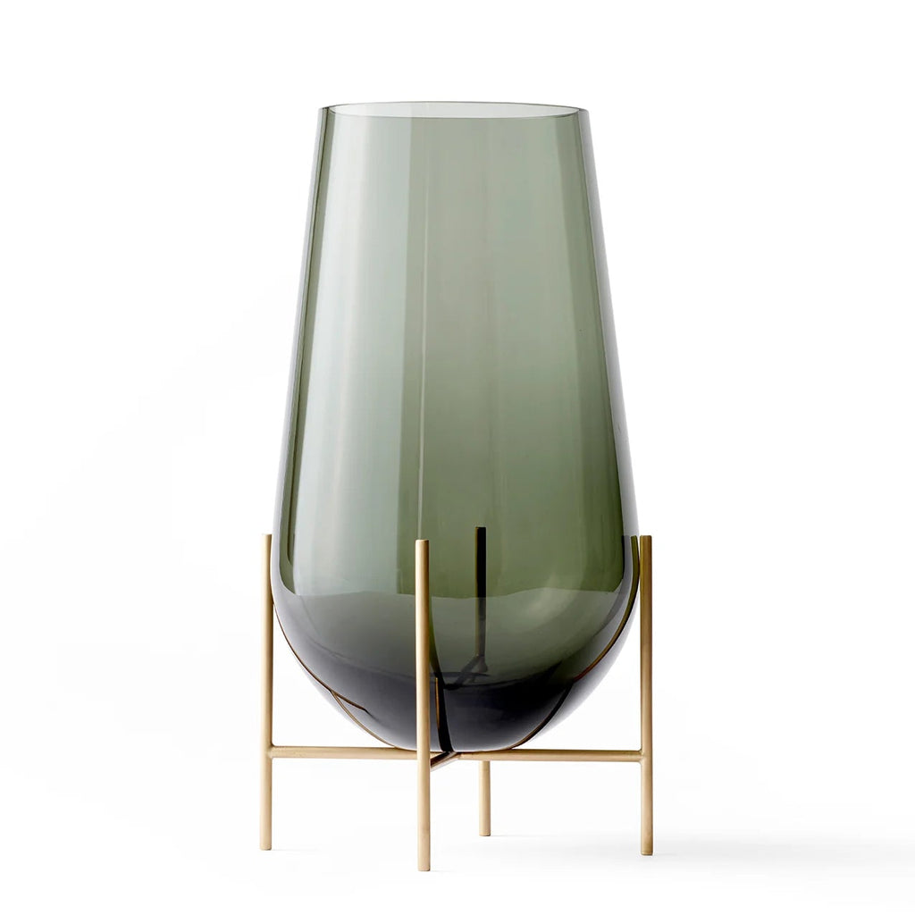 Échasse Vase Medium - Brass, Green Smoked Glass