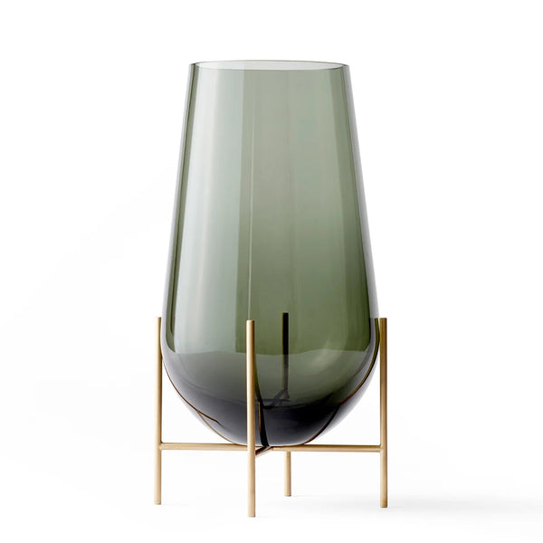 Vază Échasse M - Alamă, Sticlă smoked