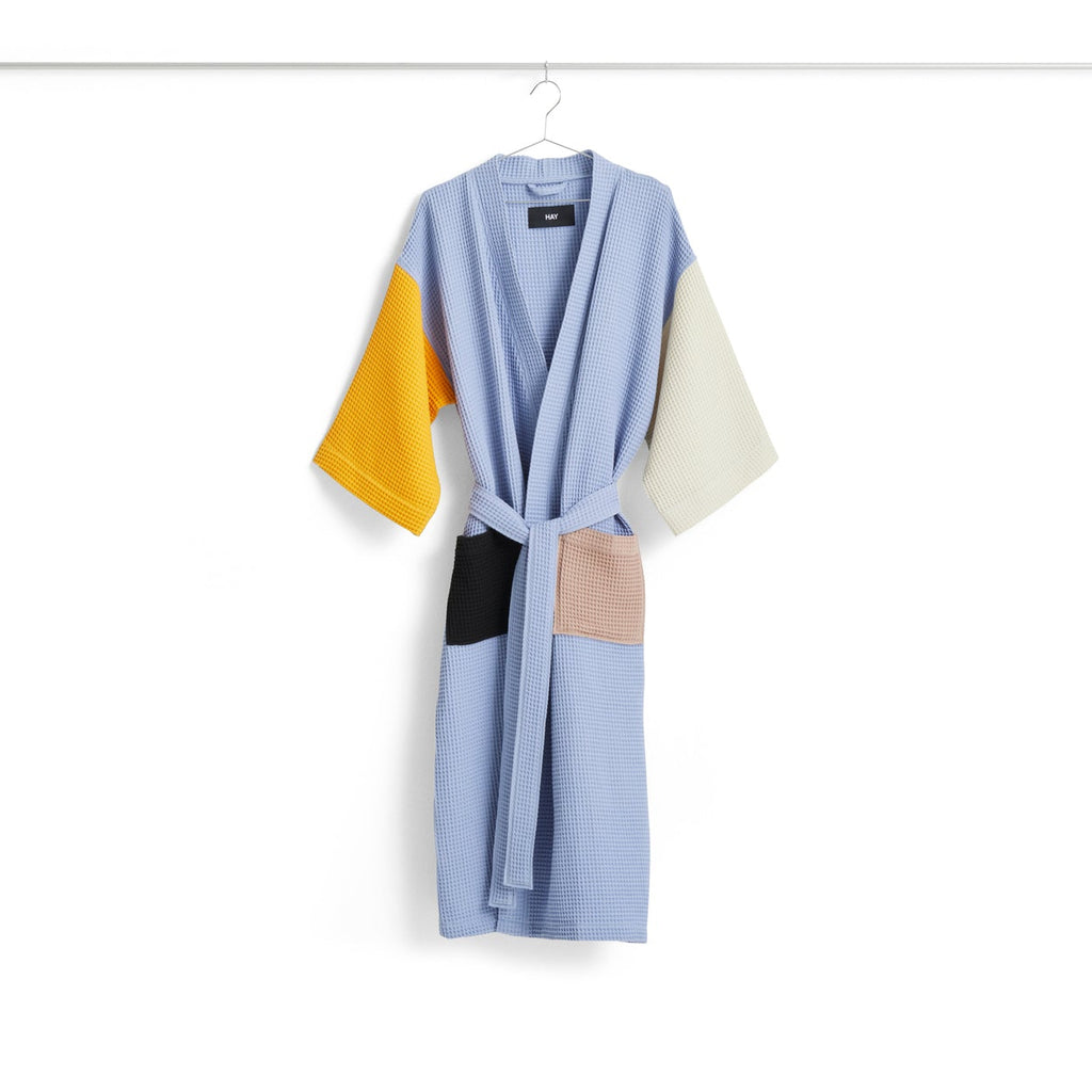 Waffle Bathrobe - Dusty Blue multi