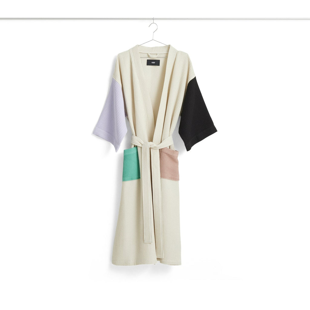 Waffle Bathrobe - Off-white multi