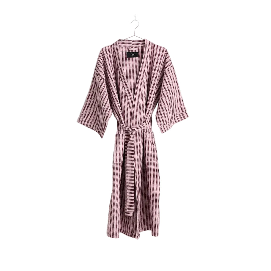 Waffle Bathrobe - Stripe cool pink