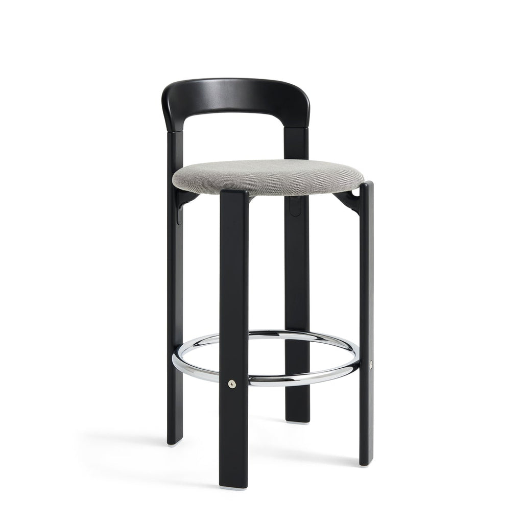 Rey  Bar Stool H65 Upholstered Seat - Deep Black